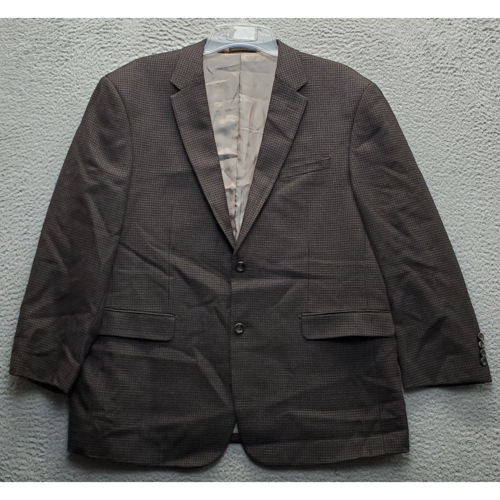 Prontomoda Blazer Jacket Mens 46R Multi Houndstooth Lambs Wool Single Breasted